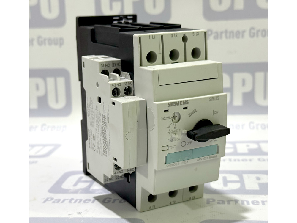 Автоматичний вимикач захисту двигуна Siemens SIRIUS 3RV1031-4HA10 з додатковим контактом 3RV1901-1J (40-50A) 3RV1031-4HA10 | Siemens - Зображення 1