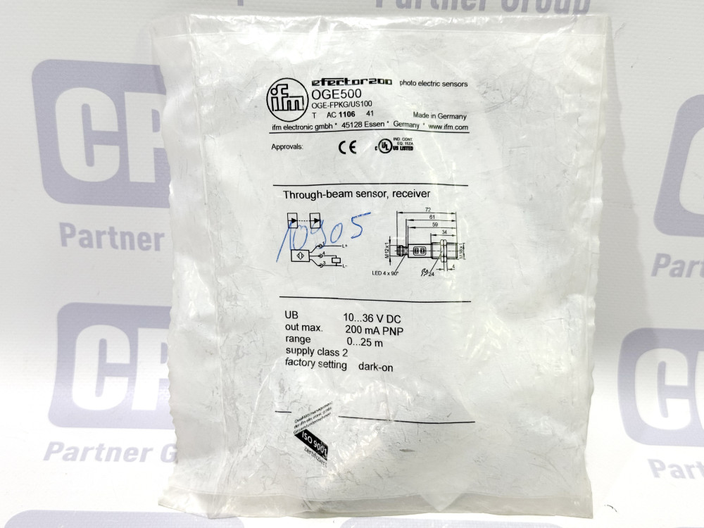 Оптичний датчик (приймач однопроменевого бар'єра) IFM Electronic OGE500 (OGE-FPKG/US100) OGE500 | Ifm Electronic - Зображення 1