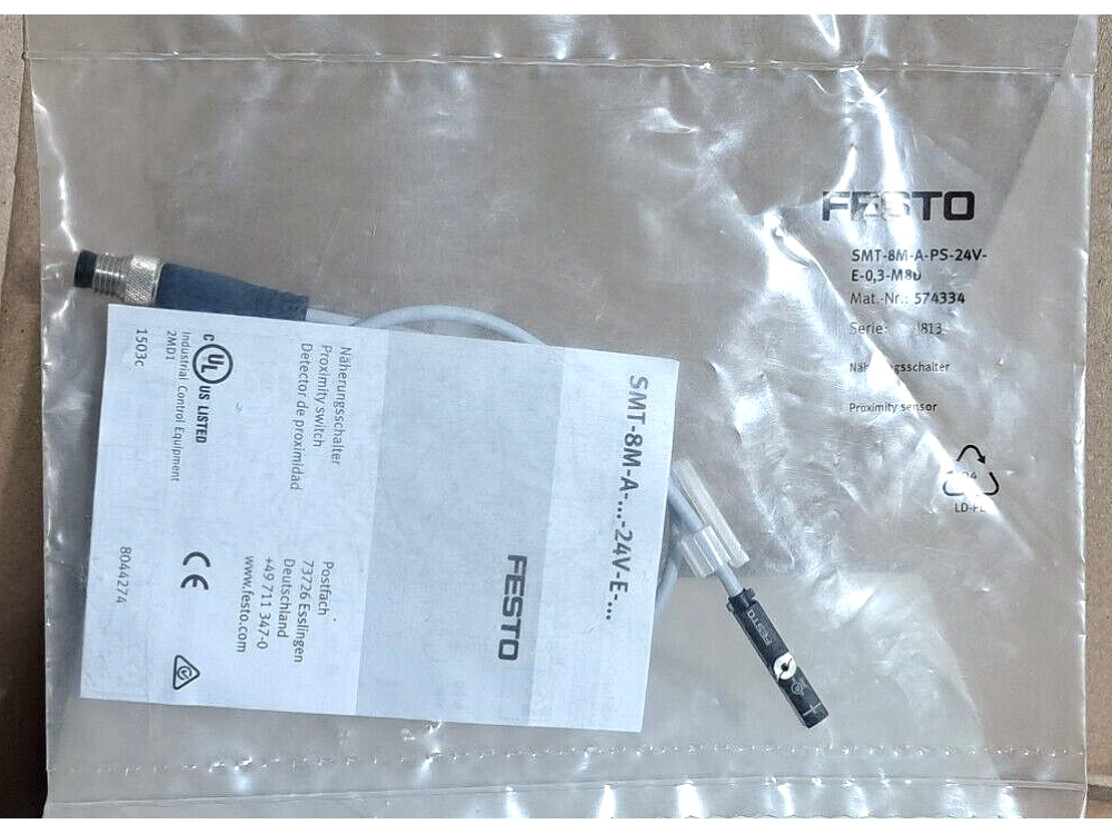 Festo SMT-8M-A-PS-24V-E-0,3-M8D Proximity sensor 1 PCS #AD1612# SMT-8M-A-PS-24V-E-0,3-M8D | Festo - Зображення 1