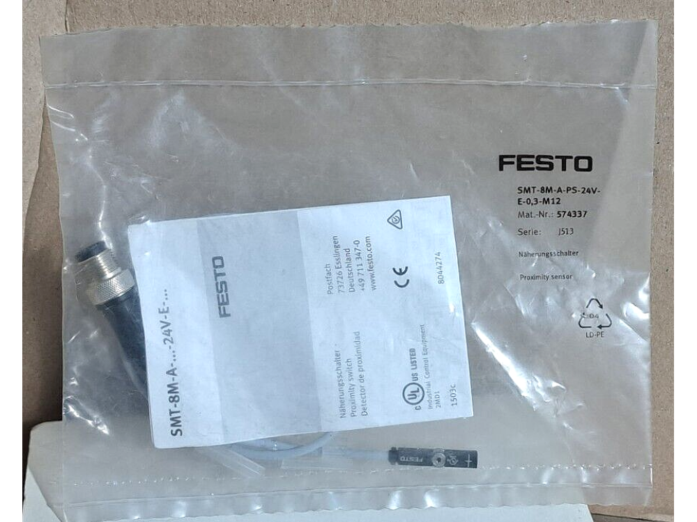 Festo SMT-8M-A-PS-24V-E-0,3-M12 Proximity sensor 1 PCS #AD1612# SMT-8M-A-PS-24V-E-0,3-M12 | Festo - Зображення 1