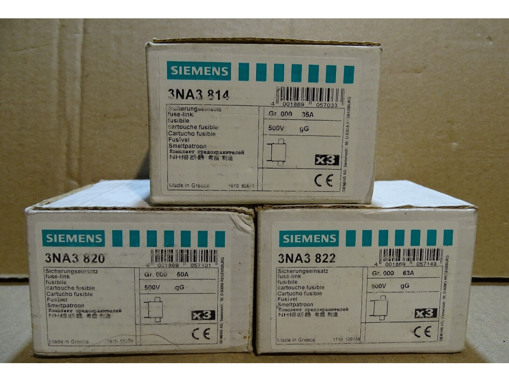 SIEMENS 3NA3 814+3NA3 820+3NA3 822 Fuse Links (1 lot) #1476# 3NA3 822 | Siemens - Зображення 1