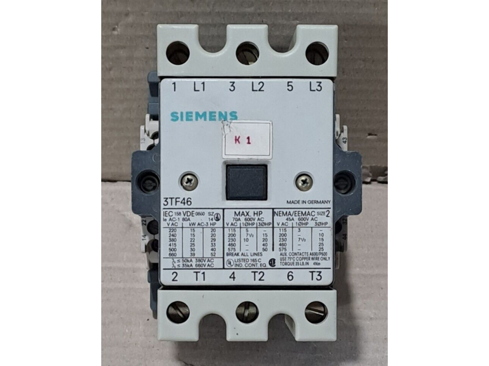 SIEMENS 3TF46 CONTACTOR 1 PCS #BD7809# 3TF46 | Siemens - Зображення 1