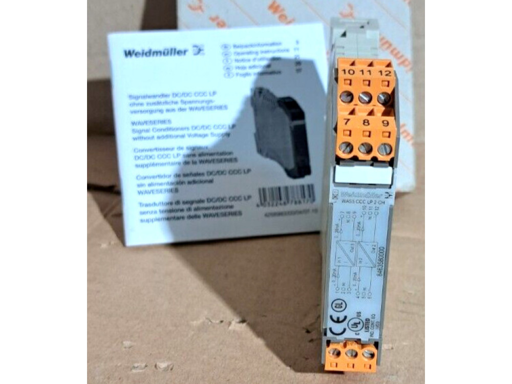 Weidmuller WAS5 CCC LP 0-20/0-20mA 8463580000 Passive isolator 1 PCS #AD1612# WAS5 CCC LP 0-20/0-20mA | Weidmuller - Зображення 1